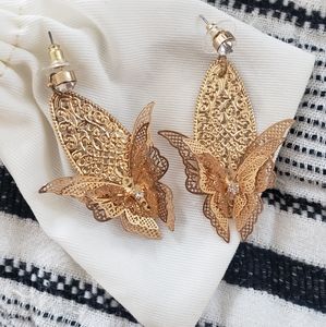 Gold Butterfly Drop Earrings